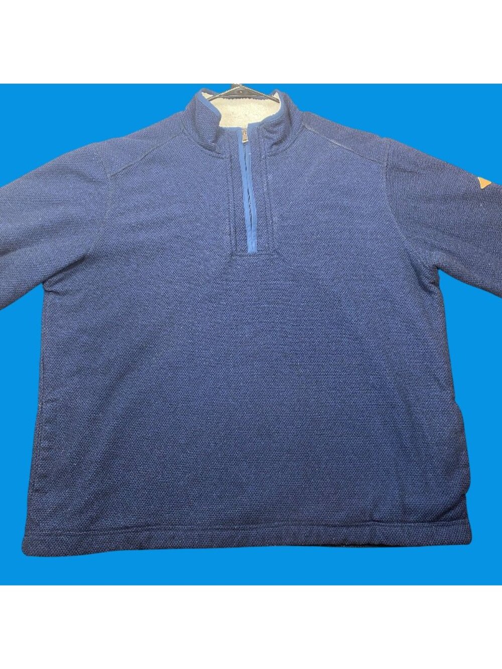 Orvis Mens Blue Half-Zip Pullover Sweater Sherpa-Lined SZ XL Classic Collection